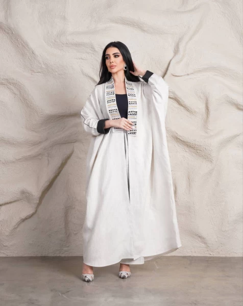 Linen Abaya in White IB154 White