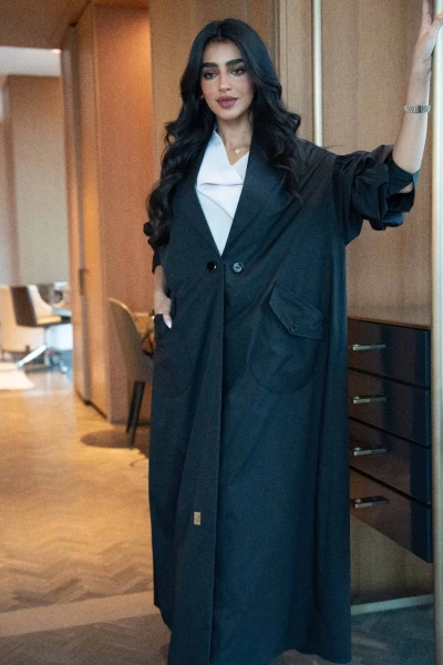 Abaya Blazer Trench Coat Black IB234